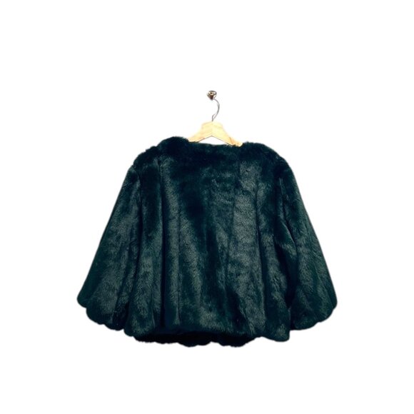 Calvin Klein Faux Fur Cropped Jacket Green Size 1X Glam Maximalist Mobwife Cute - Picture 14 of 16